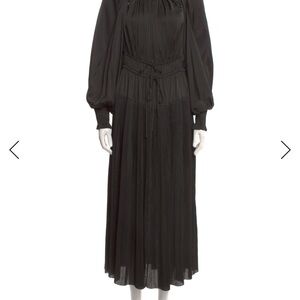 Ullah Johnson Black Long-Sleeve Pleated Maxi Dress